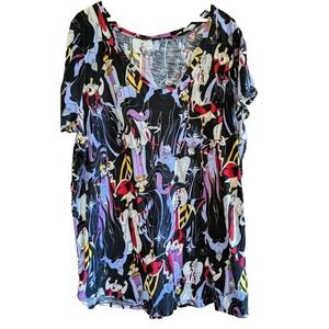 Disney Villains Womens Plus Sleep Shirt Plus Sz 3 All Over Print Rare Nightgown